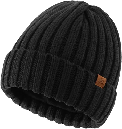 Vista 19 de Home Prefer Gorro de invierno para hombre, con forro polar de lana, gorro de punto cálido Verde militar