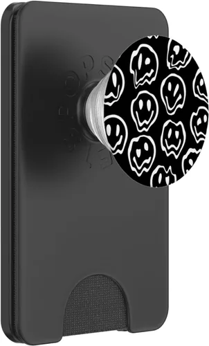 Vista 7 de Melting Happy Face Drippy Negro Blanco Estético Cara triste PopSockets PopGrip estándar