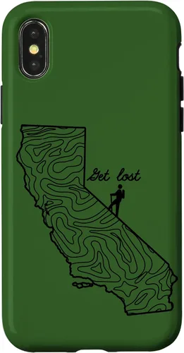 Vista 4 de Funda para iPhone 14 Vintage Hike California Topo Map Senderismo Get Lost Hiker