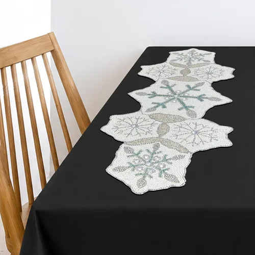 Vista 3 de Camino de mesa con cuentas de 36 pulgadas de diseño elegante infinito - Decoración de mesa para bodas, fiestas, días festivos, regalos y uso diario