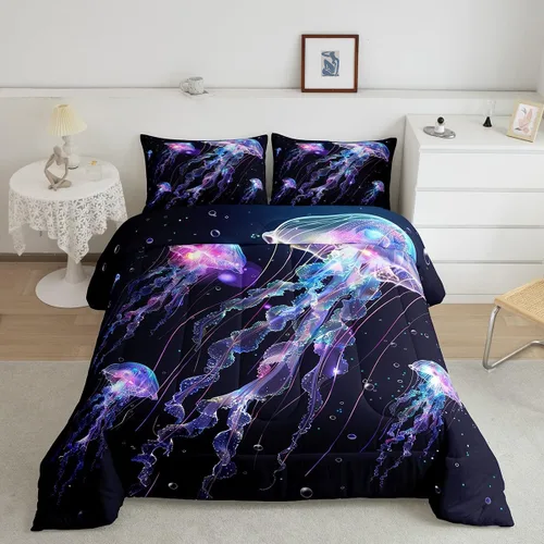 Vista 16 de Feelyou Juego de edredón de animales de la selva para todas las estaciones, juego de ropa de cama con 1 funda de almohada de microfibra de elefante