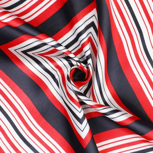 Vista 5 de Allegra K Lady Dark Blue Red White Stripe Print Kerchief Square Neck Scarf Wrap