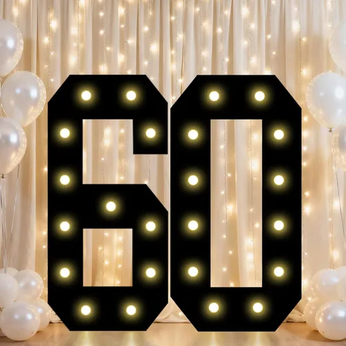 Vista 41 de Pooqla - Números iluminados negros, decoraciones de cumpleaños 50 para hombres Number 50