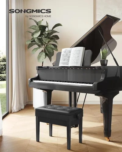 Vista 4 de SONGMICS Taburete ajustable de madera para piano con almacenamiento de partituras negro ULPB57H