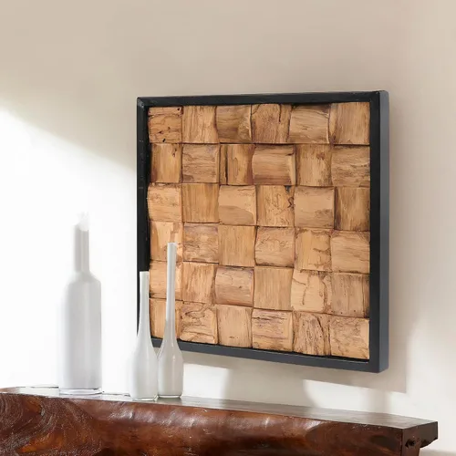 Vista 11 de Warmaxx Decoración de pared de madera de teca rústica de 17 x 17 pulgadas, decoración de pared de granja para el hogar, oficina, dormitorio