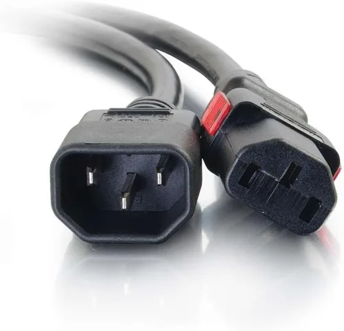Vista 2 de Cable de alimentación C2G, cable de extensión corto, cable de extensión de alimentación, cable de alimentación de bloqueo, 10A, 250V, negro, 1 pie