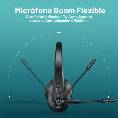 Vista 5 de Sarevile Auriculares Bluetooth con dongle USB para computadora, auriculares inalámbricos de una sola oreja con micrófono de cancelación de ruido