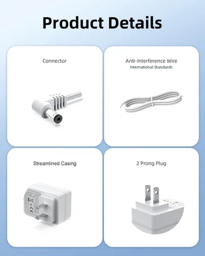 Vista 4 de Certificado UL - Cable de alimentación de 24 V apto para Young Living, Doterra, Innogear, Asakuki, Urpower, TaoTronics, VicTsing Difusor de aceite