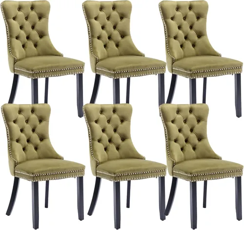 Vista 85 de Juego de 2 sillas de comedor de terciopelo beige, modernas sillas de cocina tapizadas