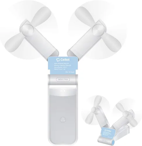 Vista 9 de Cellet Mini ventiladores portátiles plegables de mano de dos velocidades de refrigeración por aire USB recargable (verde)