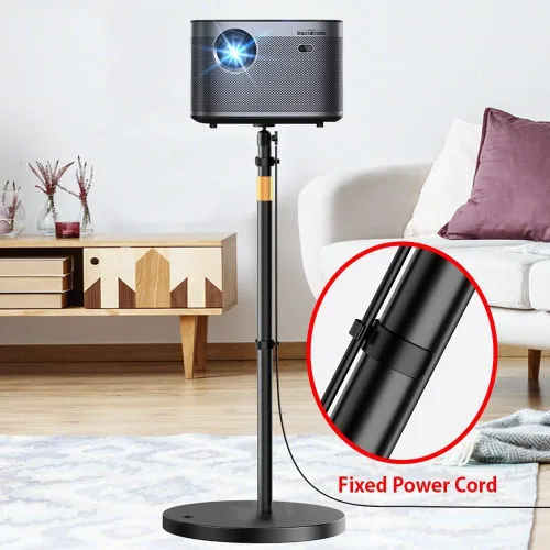 Vista 5 de HVAYING Soporte para proyector, giratorio de 360°, soporte oculto para sofá contra pared, altura ajustable, mini soporte de montaje en pared