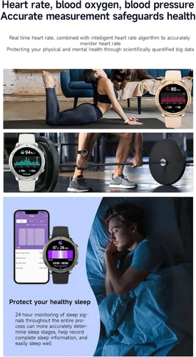 Vista 2 de AOLON Reloj inteligente para hombres y mujeres (respuesta/hacer llamadas), pantalla IPS HD de 1.46 pulgadas, rastreador de fitness, más de 100 modos