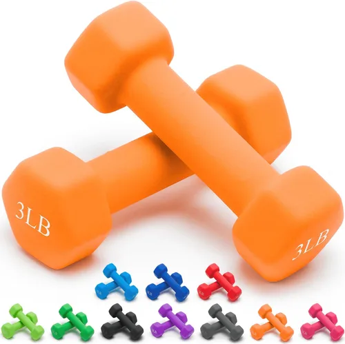 Vista 47 de Portzon Mancuernas de neopreno con agarre antideslizante para ejercicio de entrenamiento corporal total y tonificación muscular, compatible con 2