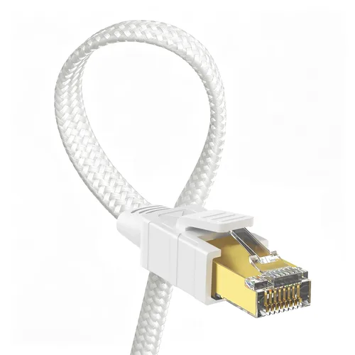 Vista 13 de Cable Ethernet Cat 8 de 1 pie, paquete de 10 unidades, multicolor, cable de conexión LAN trenzado de nailon de alta velocidad, cable plano de Negro