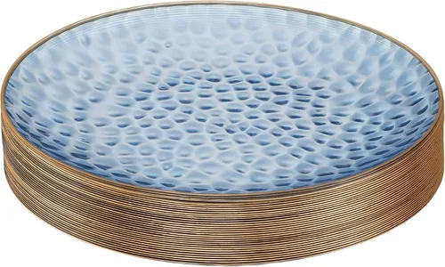 Vista 30 de PLASTICPRO Paquete de 30 platos de plástico martillado, platos de plástico desechables pesados, elegantes platos de fiesta transparentes martillados