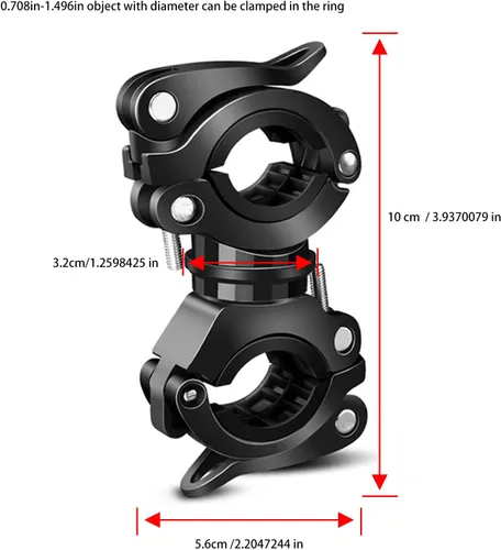 Vista 6 de Soporte de linterna de bicicleta de montaña, abrazadera de linterna LED giratoria de 360 grados, abrazadera de manillar de bicicleta abrazadera