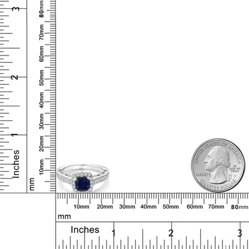 Vista 42 de Gem Stone King Anillo de compromiso de plata de ley 925 de 0.236 in con piedra natal y zafiro blanco creado con acento Anillo de compromiso
