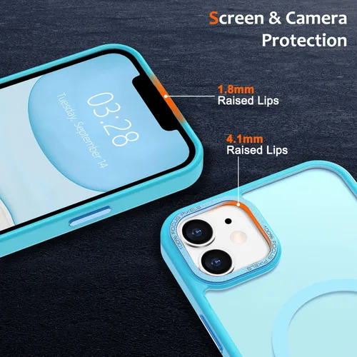 Vista 874 de Anuck - Funda magnética para iPhone 11 compatible con MagSafe, carcasa trasera mate translúcida dura, borde de TPU, delgada, resistente a impactos
