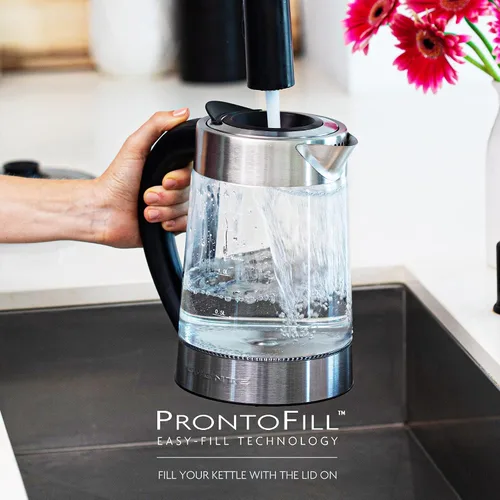 Vista 3 de OVENTE Hervidor de té eléctrico de 1.7 L con infusor extraíble, control de temperatura variable, función de mantener el calor, caldera de agua