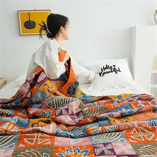 Vista 190 de MSGKV - Manta bohemia/primaveral de algodón para sofá y sala de estar, de gasa acogedora, de 50 x 60 pulgadas 50"x60" Cotton Throw, Woven Bird