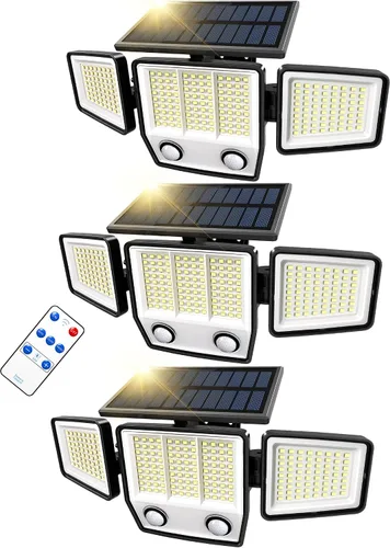 Vista 12 de MDCMDCM Luces solares para exteriores con sensor de movimiento, impermeables, 3000 lúmenes, 3 modos, luces de seguridad para exteriores, iluminación