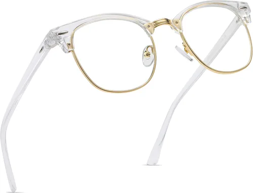 Vista 49 de Blue Light Blocking Glasses Anti Eyestrain Computer Gaming Glasses Vintage Half Frame UV Clear Lens for Women Men