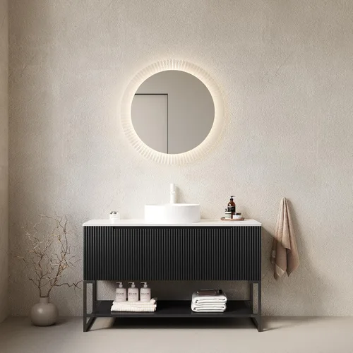 Vista 18 de Henf 28 Inch Bathroom Vanity with Ceramic Integrated Sink, Blue Bathroom Storage Cabinet with 2 Soft Close Doors,1 Tilt-Out Drawer,Reinforced Corner