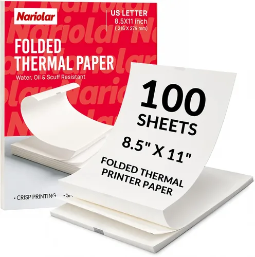 Vista 8 de Thermal Printer Paper 8.5 x 11 Inch Folded 300 Sheets