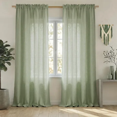 Vista 99 de Mrs.Naturall - Cortinas transparentes con bolsillo para barra de 36x63 pulgadas de lino mezclado negro
