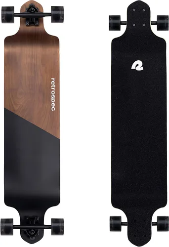 Vista 7 de Retrospec Tidal Drop Down Longboard - 41" Extra Wide Stable Deck, 9-Ply Canadian Maple, ABEC-9 Bearings, 85A PU Wheels, Reverse Kingpin Trucks for