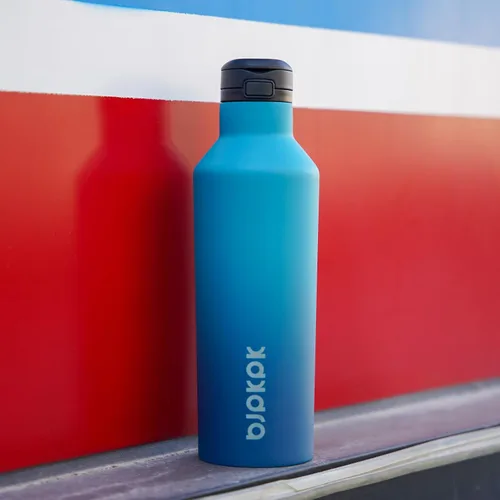 Vista 6 de BJPKPK Botella de agua aislada con pajilla, botellas de agua de acero inoxidable de 17 onzas con 2 tapas y asa de transporte, botella térmica