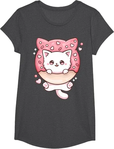 Vista 78 de Camiseta Kawaii Cat Donut Anime Lover Otaku, Negro