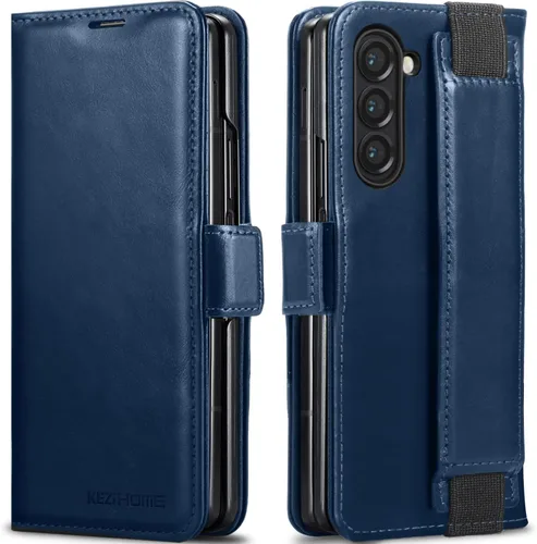 Vista 41 de KEZiHOME Funda tipo cartera de piel auténtica para Samsung Galaxy Z Fold 6 Negro