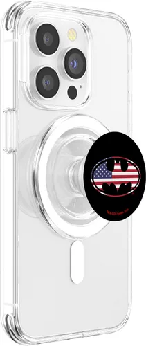 Vista 3 de PopSockets MagSafe PopGrip con logotipo de la bandera estadounidense de Batman USA para iPhone