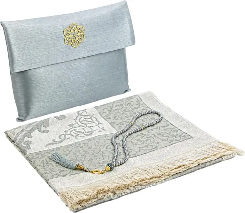 Vista 8 de ihvan online Alfombra de oración musulmana con 99 cuentas Tasbih y bolsa de viaje, tafetán suave sajadah, ligero y plegable, tapete de oración Negro