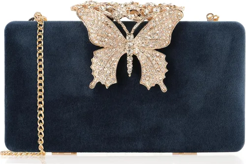 Vista 18 de Dexmay - Bolso de noche para mujer con cierre de mariposa y diamantes de imitación
