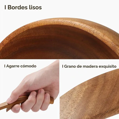 Vista 7 de Cucharón de madera para sopa, cucharón de madera de teca de 3 tamaños con ganchos traseros, cucharas de madera resistentes al calor para cocinar