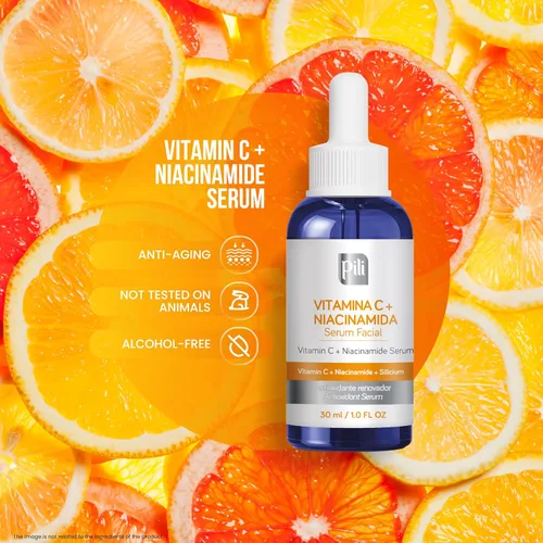 Vista 2 de Pili - Suero de vitamina C con niacinamida y silicio orgánico – Suero facial iluminador, hidratante y antienvejecimiento para todo