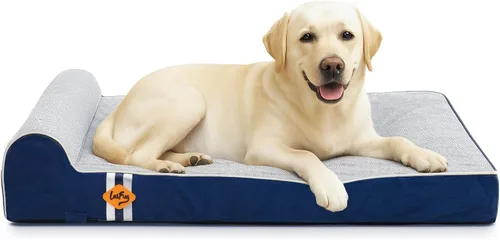 Vista 29 de Laifug Cama ortopédica de espuma viscoelástica para perros con forro duradero a prueba de agua y funda extraíble lavable (grande