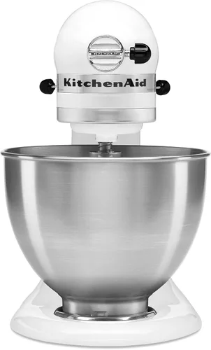 Vista 3 de KitchenAid Classic Series K45SS - Batidora de pie inclinable de 4.5 cuartos de galón, color blanco y 6 velocidades con batidores de borde flexible