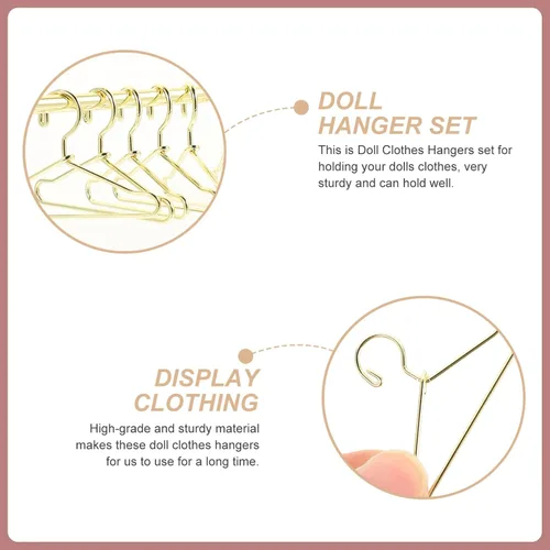 Vista 7 de Toddmomy - Perchero miniatura para muñecas con 10 mini perchas de metal para muñecas de ropa, soporte de almacenamiento para accesorios de casa