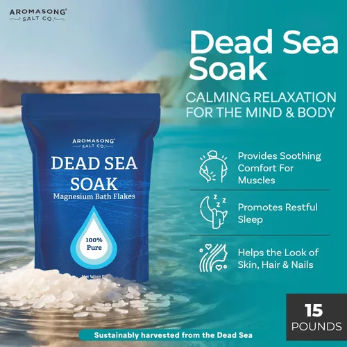Vista 3 de Aromasong Copos de magnesio, 15 libras, baño del mar muerto y remojo de pies, alternativa superior a la sal de Epsom con 27,360 mg de magnesio por
