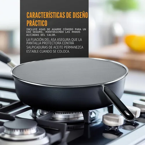 Vista 4 de U.S. Kitchen Supply Juego de 4 protectores de salpicaduras de acero inoxidable (13, 11.5, 10, 8 pulgadas), cubierta de malla fina, grasa y aceite