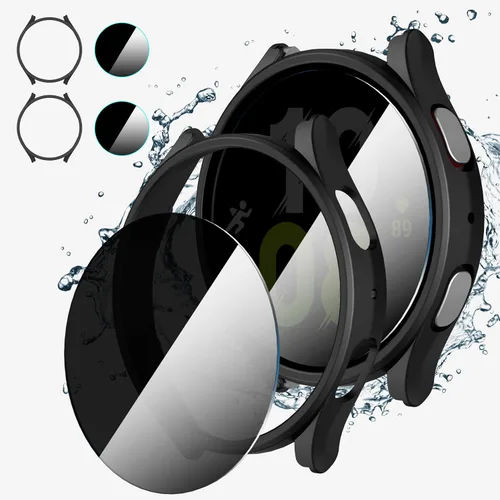 Vista 12 de Suoman Paquete de 2+2 fundas para Samsung Galaxy Watch 4 de 1.575 pulgadas, protector de pantalla de vidrio templado 9H + [arañazos] cobertura