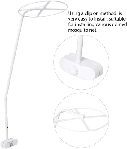 Vista 8 de Oumefar Clip-On Bed Net Stand Holder Set, Clip On Crib Canopy Holder Rack Convenient to Carry ABS Material Height Adjustable Bed Net Accessories
