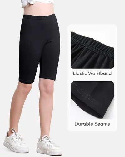 Vista 5 de Domee Pantalones cortos de ciclismo para niñas, para debajo de los vestidos, leggings cortos de algodón, paquete de 3
