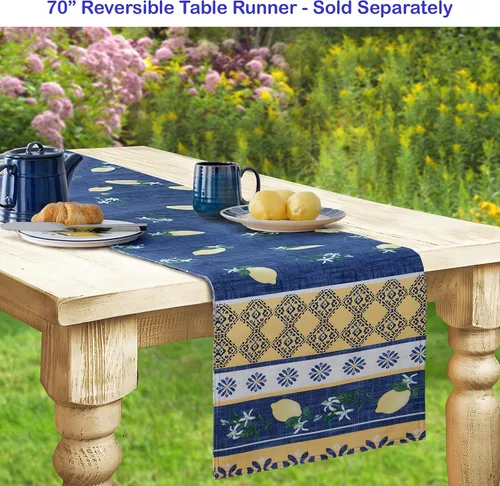 Vista 5 de Home Bargains Plus Servilletas cuadradas de tela, juego de 8 servilletas, jardín de limón azul, para interiores y exteriores, resistentes a