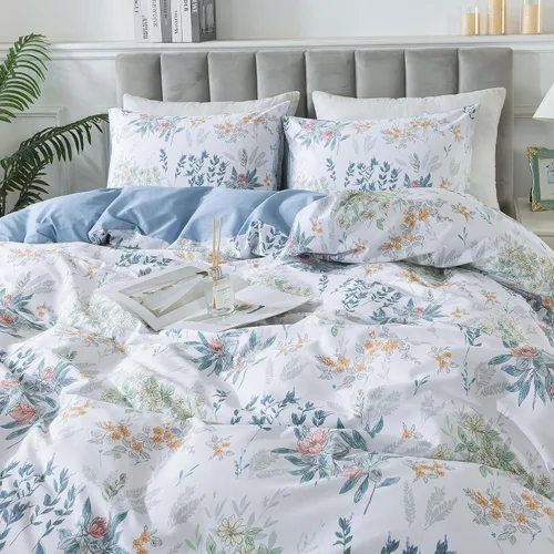 Vista 34 de HoneiLife Juegos de Fundas de Edredón Twin - Funda de Edredón Floral 100% Algodón, Juego de Ropa de Cama Transpirable de 2 Piezas con Cierre