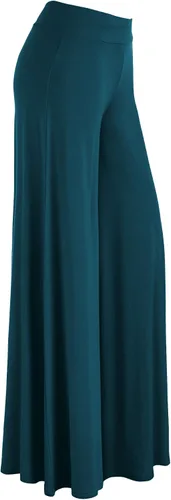 Vista 80 de Made By Johnny Pantalones palazzo elásticos de pierna ancha para mujer, lisos, casuales, cómodos