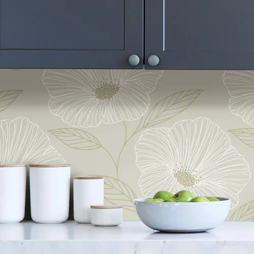 Vista 3 de NuWallpaper NUS3579 Dove Floweret - Papel pintado para despegar y pegar, metálico